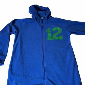 SEAHAWKS "12" | Blue Fleece Onesie Hoodie  | Men’s Large
